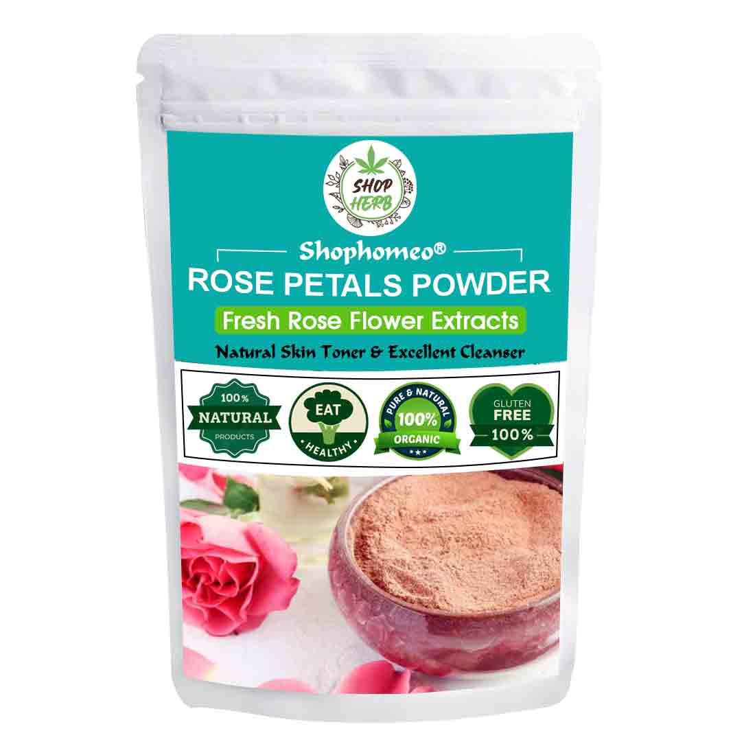 Rose Petal Powder - 200g | Rosa indica for Facial & Skin Care| 100 % Pure & Natural Rose Powder for Tanning & Glowing Skin| Skin Whitening Face Pack | Face Mask - Image 2
