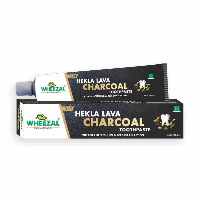 Wheezal Hekla Lava Freshening Charcoal Toothpaste (100g) || Pack Of 3